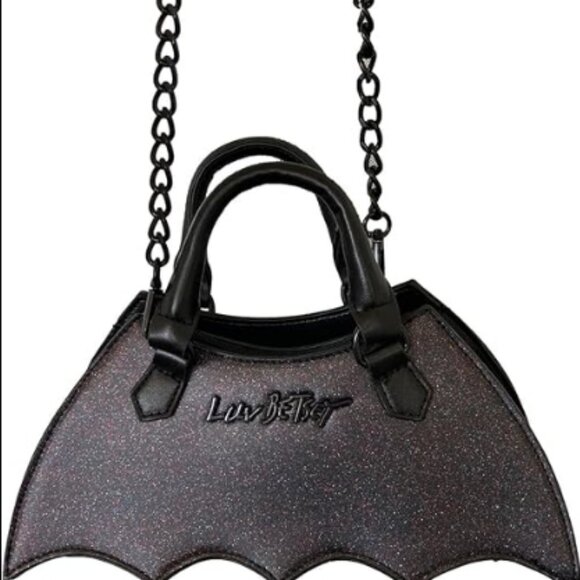 Luv Betsey Betsey Johnson Glittery Sparkle Bat Crossbody Handbag🆕⌚📦🏃💨🚚 - Picture 6 of 16